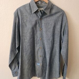 Peter Millar 100% Cotton Gray Button-down Dress Shirt Mens sz Large
